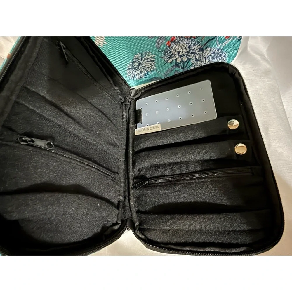 B&C Hanging Travel‎ Organizer Bags Set Turquoise Flowers Multi-pockets